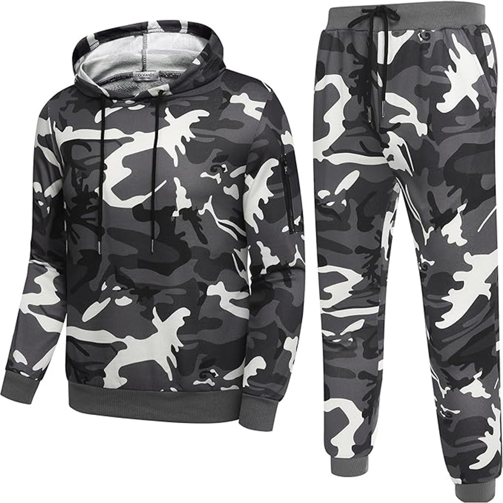 Camo New Arrival Men's Tracksuit 2 Piece Hooded Athletic Custom Wholesale Sweatsuits Street Wear Casual Slim Fit Tracksuits