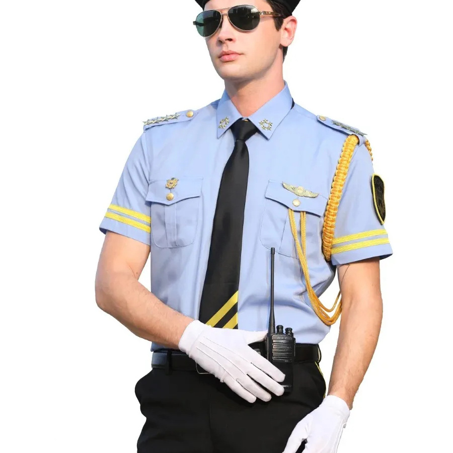 Captain Air Crew Shirt Uniform Airline Company Short Sleeves Shirts Suits Captain Pilot Performance Costumes Security Uniform