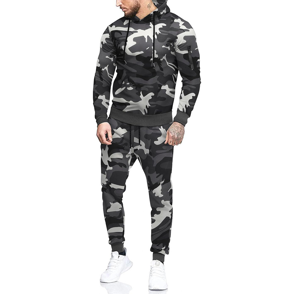 Camo New Arrival Men's Tracksuit 2 Piece Hooded Athletic Custom Wholesale Sweatsuits Street Wear Casual Slim Fit Tracksuits