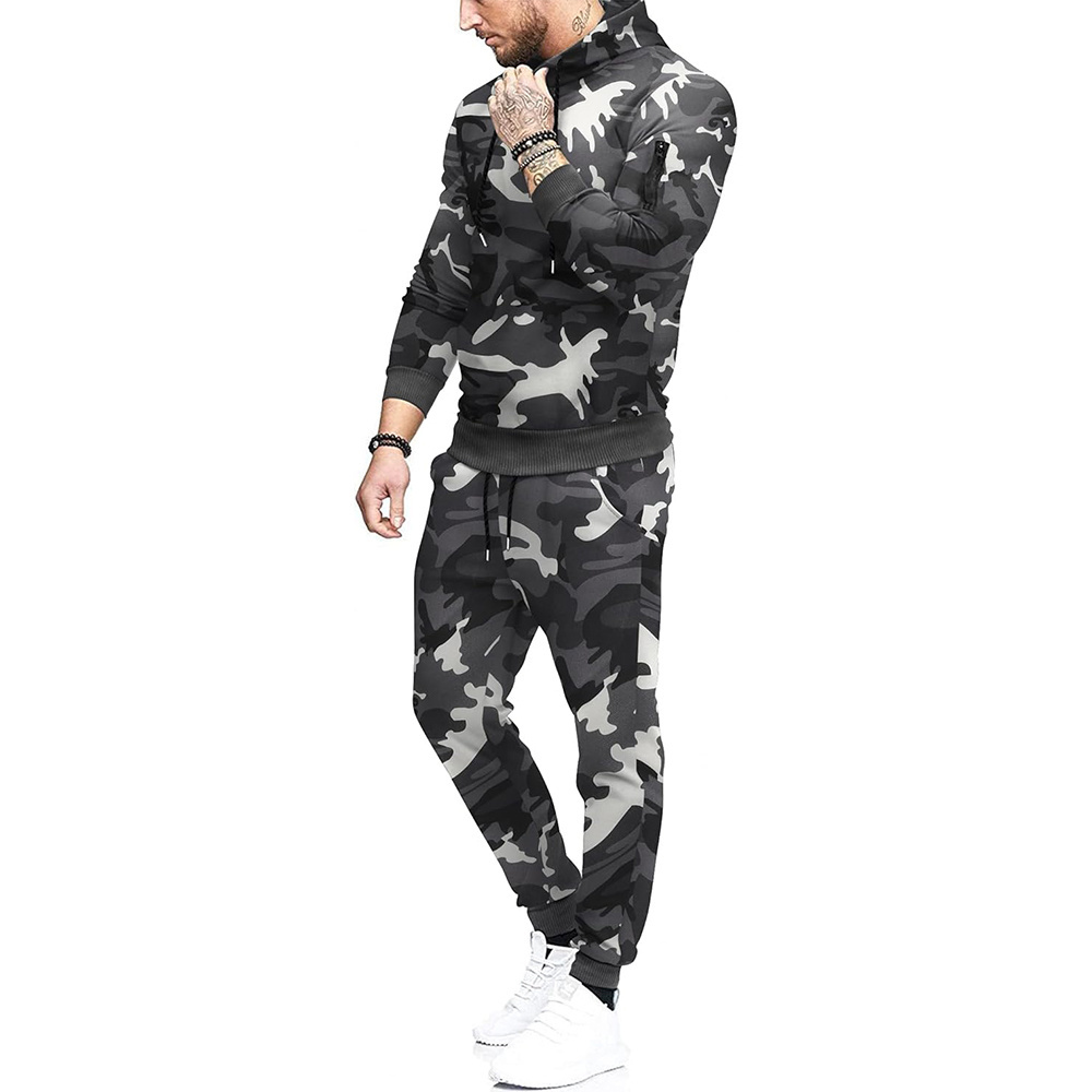 Camo New Arrival Men's Tracksuit 2 Piece Hooded Athletic Custom Wholesale Sweatsuits Street Wear Casual Slim Fit Tracksuits