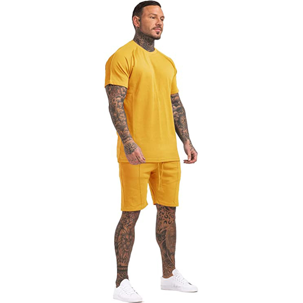 Wholesale 2023 Men's Short Sets Custom Logo 100% Cotton 2 Piece Outfits Fashion Summer Tracksuits Oem Casual T-Shirt & Short Set