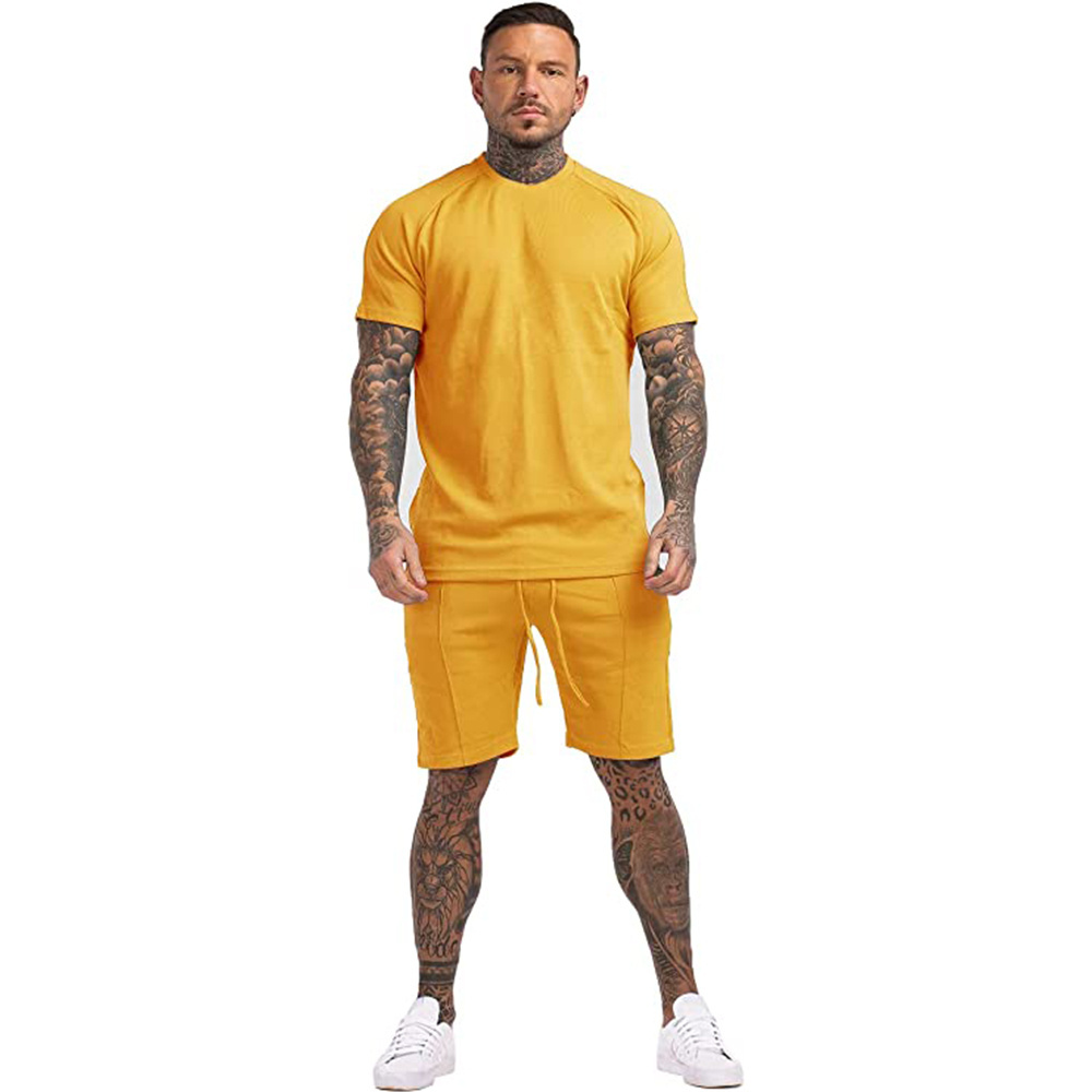 Wholesale 2023 Men's Short Sets Custom Logo 100% Cotton 2 Piece Outfits Fashion Summer Tracksuits Oem Casual T-Shirt & Short Set