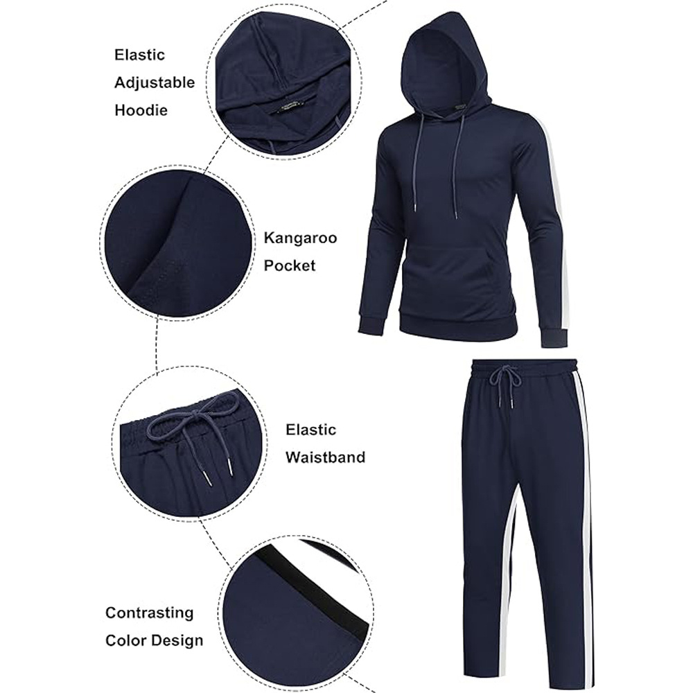 Custom Stripped Men's Tracksuit Pullover Sets 2 Piece Workout Outfits High Quality Athletic Wholesale Sweatsuit Tracksuits