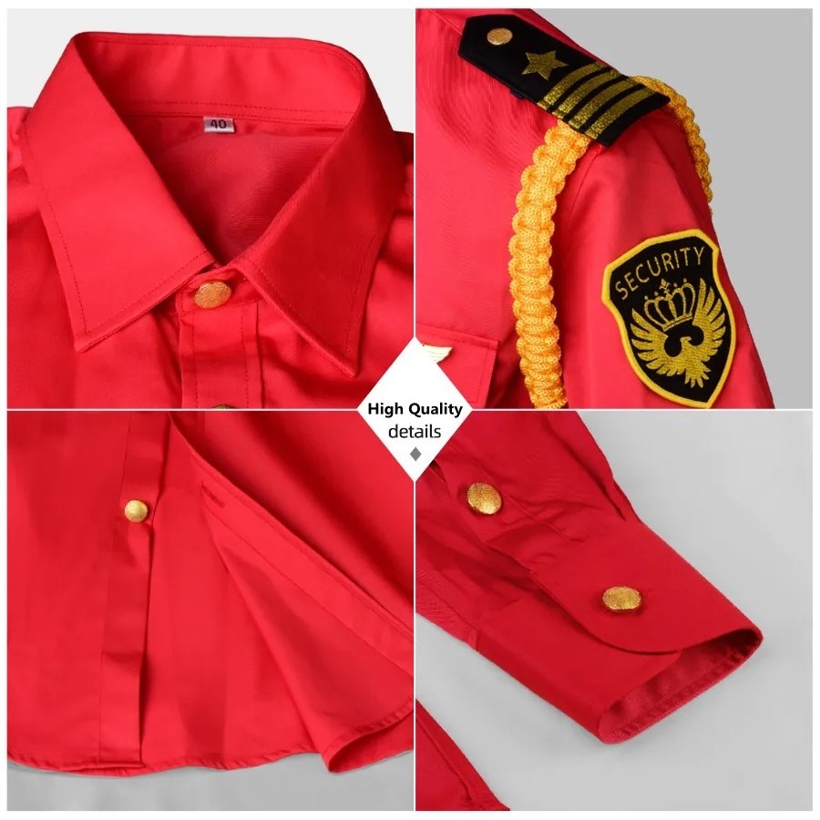 Men Manager Professional Red Shirts New Brand Airline Security Pilot Uniform Male Formal Overalls Hot Sales