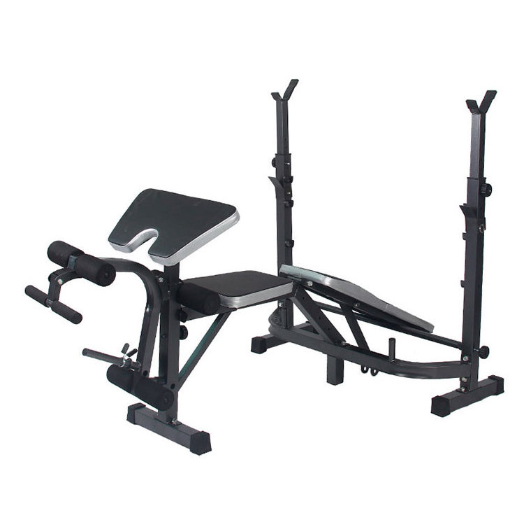 Adjustable Multi-Function Fold-able Weight Bench and Fitness Barbell Rack Commercial Weight Lifting Support w/Leg Developer Arm