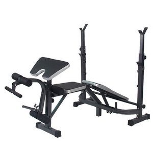 Adjustable Multi-Function Fold-able Weight Bench and Fitness Barbell Rack Commercial Weight Lifting Support w/Leg Developer Arm