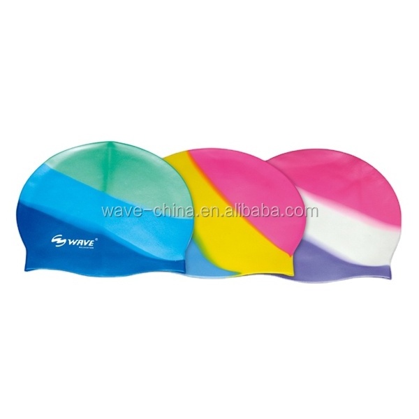 Custom logo chinese college silicone swimming hat tie dyed swim cap