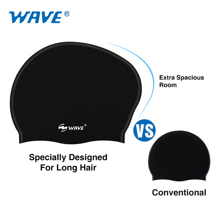 WAVE new arrivals funny silicone long hair glow in the dark women dome competition swim caps