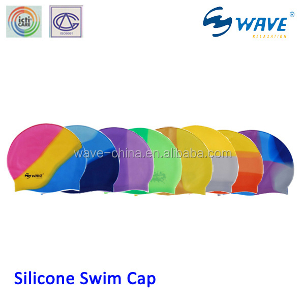 Custom logo chinese college silicone swimming hat tie dyed swim cap