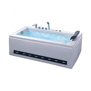 luxury one people square waterfall smart control large size square acrylic massage freestanding spa whirlpool bathtub