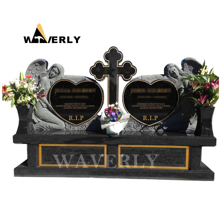 Custom Granite Stone Black Companion Heart Shaped Headstones Grave Stones And Monuments