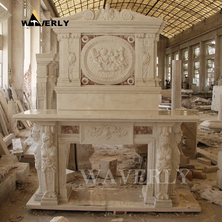 Fireplace Mantel Decor Furniture Victorian American Modern Arched Double Height 72 Inch Marble Fireplace