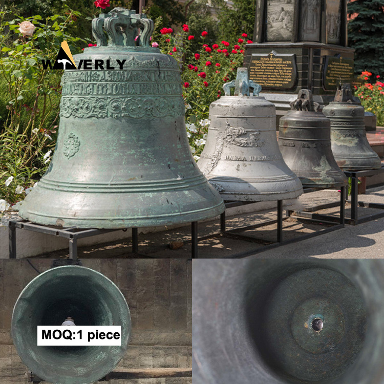 Handmade Casting High Quality Temples And Churches Large Customized Statue Bronze Antique Church Bell Statues Sculpture For Sale