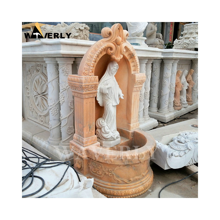 Granite Sculpture Fountain Garden Waterfall Fountain Outdoor Decorative Virgin Mary Wall Water Fountain