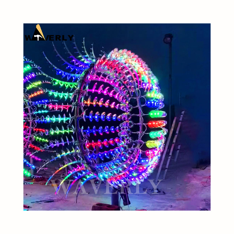 Outdoor Perpetual Motion Metal Kinetic Energy Sculpture Light Art Stainless Steel Kinetic Wind Sculptures Led Kinetic Sculpture