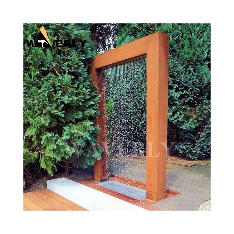 Gardens Waterfall Fountain Thin Linear Rain Curtain Water Fall Water Corten Steel Rain Curtain Fountain