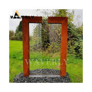 Gardens Waterfall Fountain Thin Linear Rain Curtain Water Fall Water Corten Steel Rain Curtain Fountain