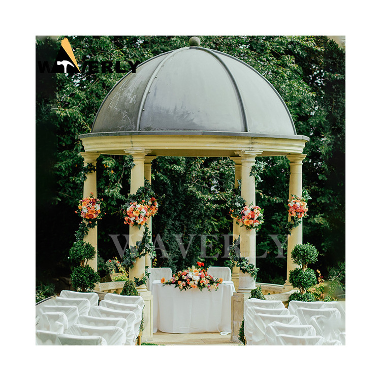 Stone Garden Product Customized Gazebo Manufacturers Expensive Greek Style Decorative Sunset Red Marble Stone Gazebos For Sale