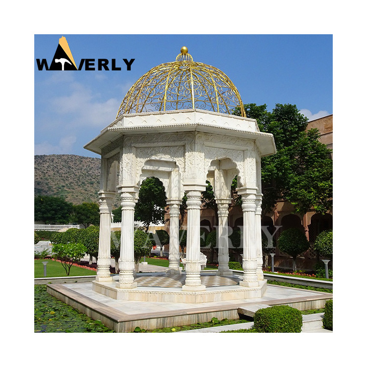 Garden Decorative Stone Gazebo Modernos Para Exterior Large Double Layer Granite Marble Style Chinese Gazebo Octagon Gazebo