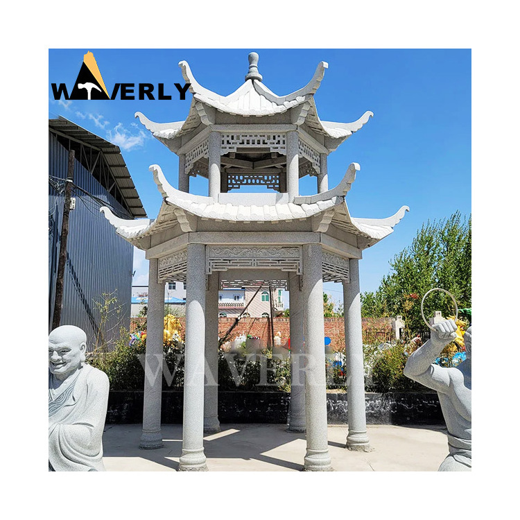 Customized Gazebo Exterieur Luxe Garden Backyard Decorative Granite Marble Stone Chinese Style Gazebo Outdoor Octagon Gazebo