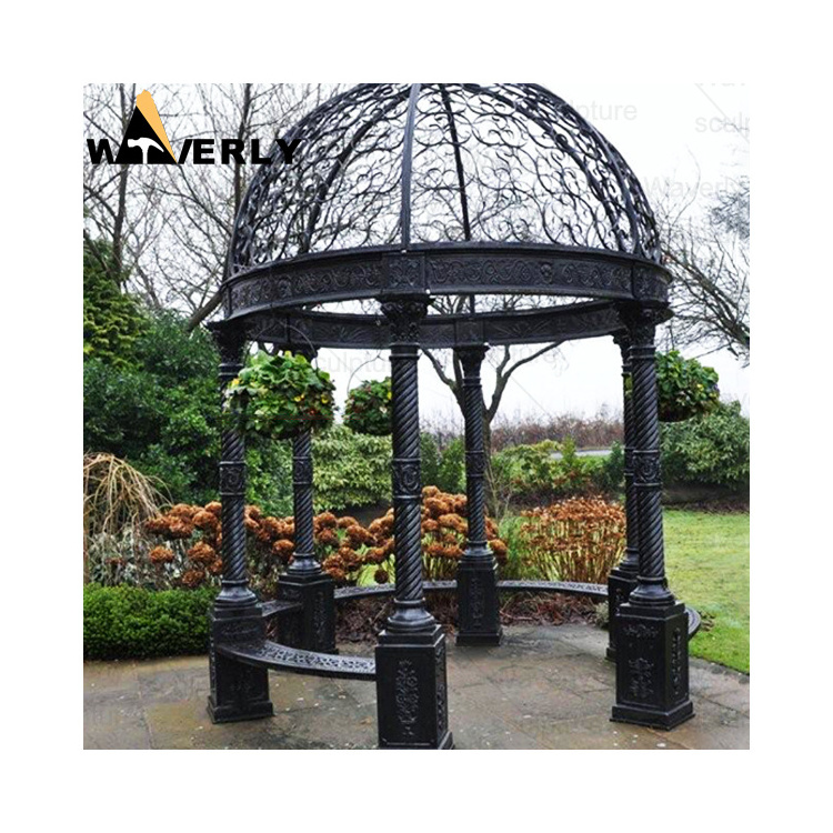 Custom Garden Decoration Large Metal Outdoor Pergolas And Gazebos Dome Round Roof Metal Patio Cast Iron Gazebo