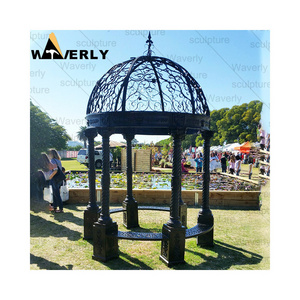 Custom Garden Decoration Large Metal Outdoor Pergolas And Gazebos Dome Round Roof Metal Patio Cast Iron Gazebo