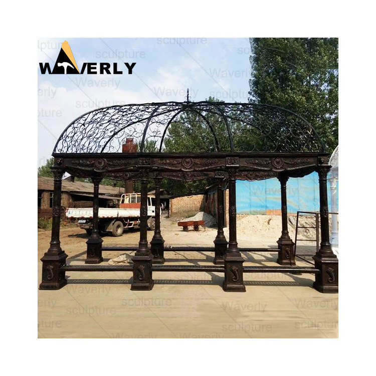 Custom Garden Decoration Large Metal Outdoor Pergolas And Gazebos Dome Round Roof Metal Patio Cast Iron Gazebo