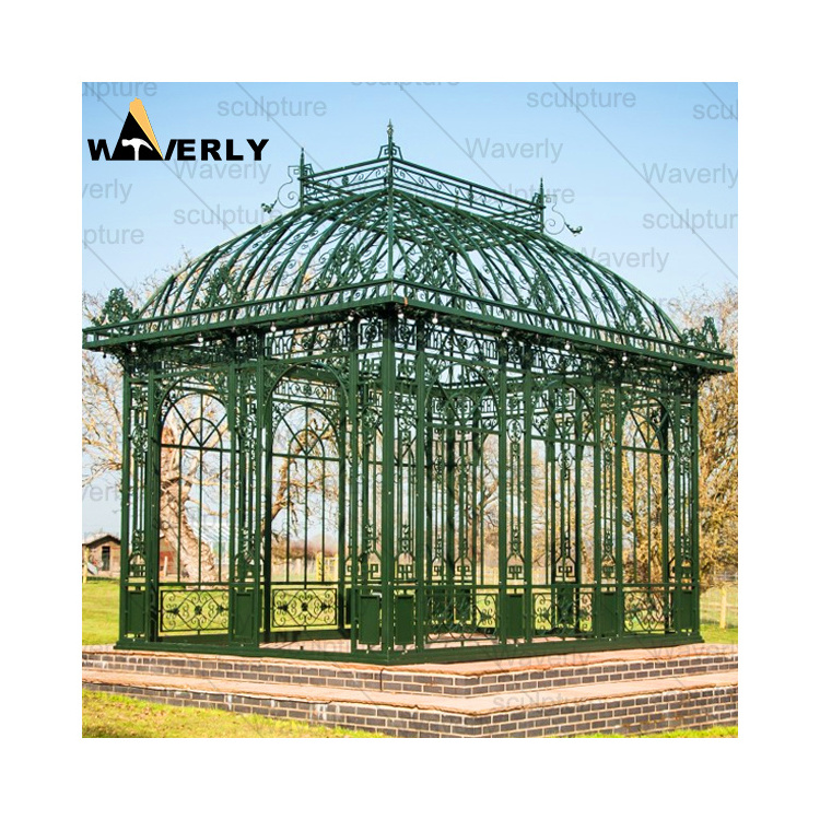 Outdoor Garden Decorative Antique Metal Gazebos Victorian Wrought Iron Gazebo Designs With Wrought Iron dome