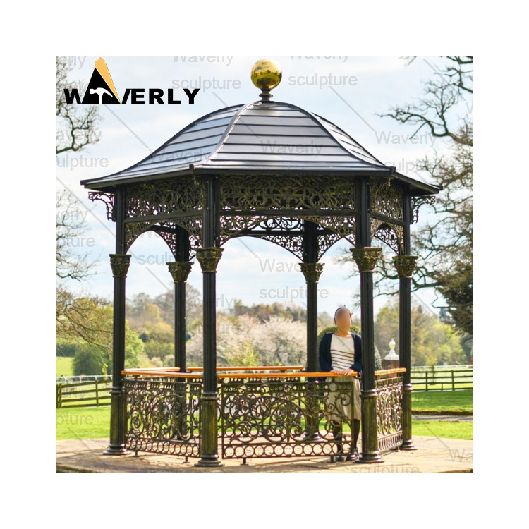 Outdoor Garden Wedding Decoration Luxury French Style Metal Garden Pergola Frame Designs Pavilion Cast / Wrougt Iron Gazebo