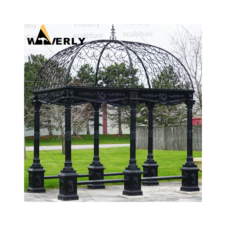 Outdoor Garden Wedding Decoration Luxury French Style Metal Garden Pergola Frame Designs Pavilion Cast / Wrougt Iron Gazebo