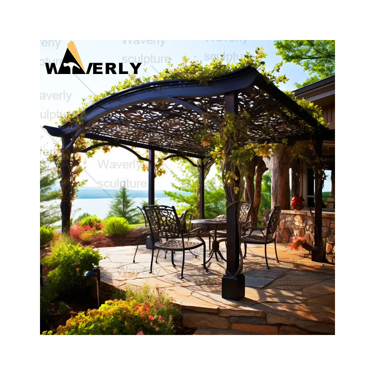 Outdoor Garden Wedding Decoration Luxury French Style Metal Garden Pergola Frame Designs Pavilion Cast / Wrougt Iron Gazebo