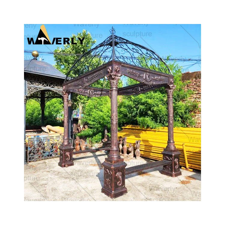 Custom Design Outdoor Garden Decoration 2m Metal Patio Gazebos Pavilion Weight Round Cast Iron Antique Iron Gazebo