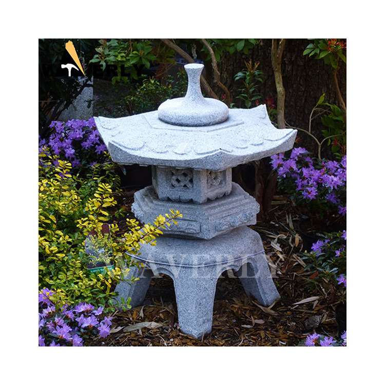 Outdoor Garden Decoration Stone Japonska Lamp Rokkaku Yukimi Garden custom Stone Granite Japanese Lanterns