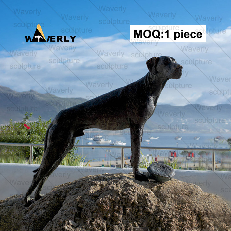 Hotel Outdoor Indoor Animal Black Dog Decorate Statue Handmade Casting  Bronze Cute Great Danes Sculpture  For Sale