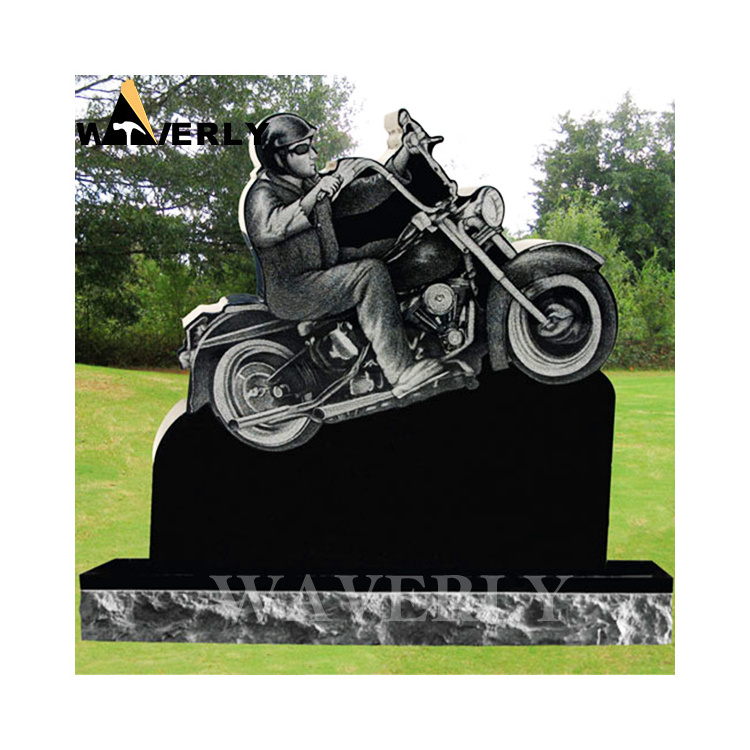 Wholesale Natural Stone Monument Tombstone Designs Black Granite Motorcycle Headstone