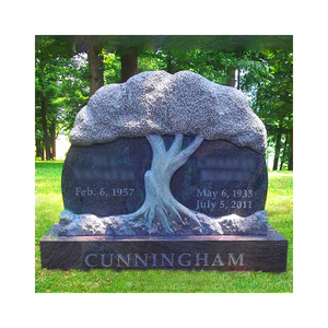 Wholesale Custom High Quality Grave Tree Shaped Tombstone Black Stone Marble Granite Headstone And Monuments With Tree