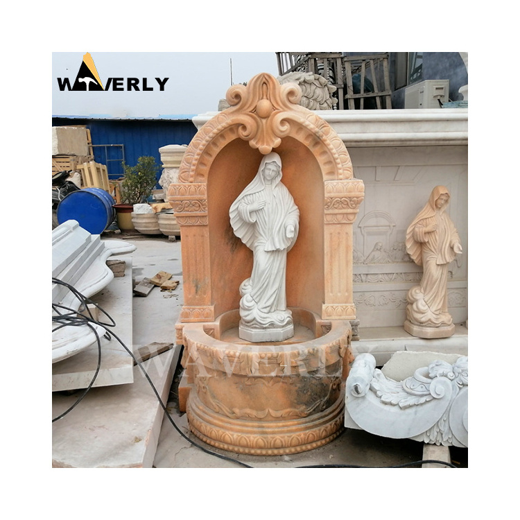 Granite Sculpture Fountain Garden Waterfall Fountain Outdoor Decorative Virgin Mary Wall Water Fountain