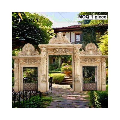 Waverly Outdoor Garden Exterior Decoration Large Luxury Antique Natural Stone Carving Marble Main Gate Door Frame Design