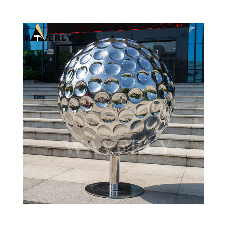 Outdoor Decoration Large Metal Golf Yard Art Outdoor Sculpture Polished Stainless Steel Golf Ball Sculpture