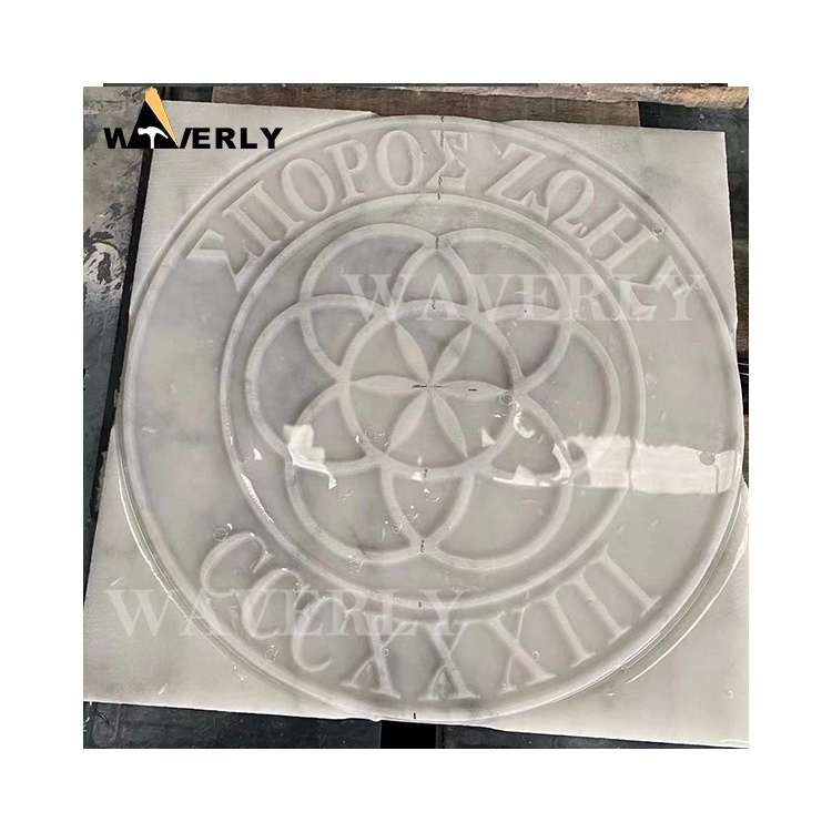 Customized Home Decor Carving Marble Slab Hand Carved Circular Round Marble Artwork Decorations