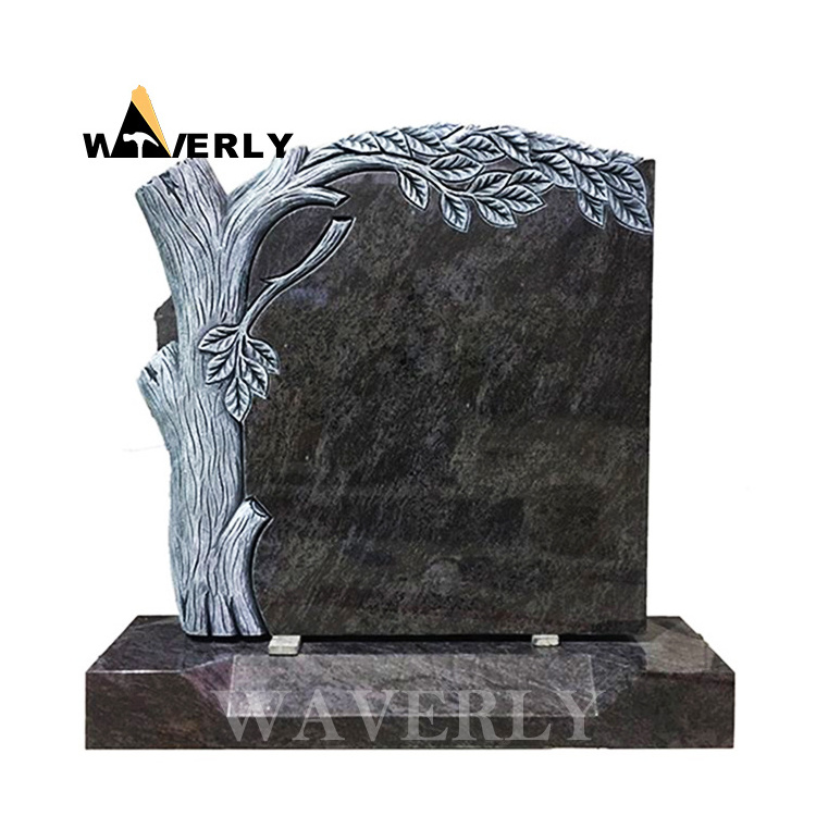 Custom Modern Gravestone Monuments Black Granite Marble Tree Shape Sculpture Headstone New design