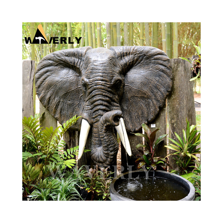 Indoor Elephant Water Fountain Copper Brass Elephant Head Sculpture Wall Fountains Life Size Bronze Elephant Fountain