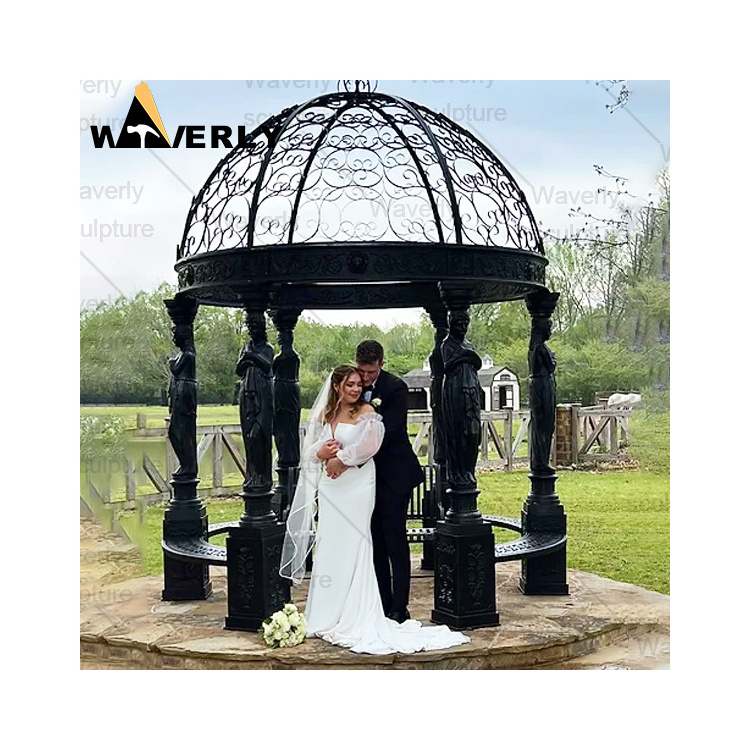 Custom Modern Outdoor Garden Decorative Luxury Metal Wedding Gazebos Pergolas Pavilion White Cast Iron Wrought Iron Gazebos