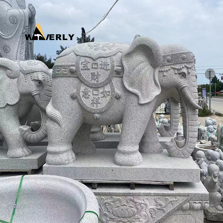 thailand home decor life size large outdoor garden stone animal carving white Marble elephant sculpture statue