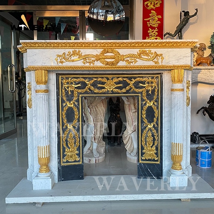 Antique Arched Cast Stone White Marble Fireplace Frame Mantel Indoor Louis Pompadour Marble Fireplace