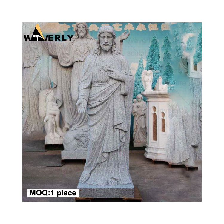 Waverly Art Sculpture Life Size Stone Carving Jesus Statue Religious Sculpture White Marble Outdoor Divine Mercy Statue