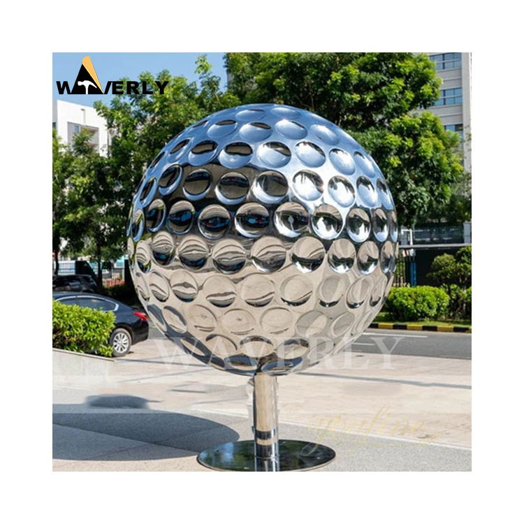 Outdoor Decoration Large Metal Golf Yard Art Outdoor Sculpture Polished Stainless Steel Golf Ball Sculpture