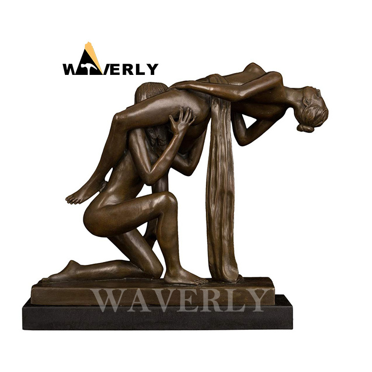 Custom Metal Art Life Size Sexy Women Statues Sexy Nude Lady Sculpture Copper Brass Bronze Lesbian Statues