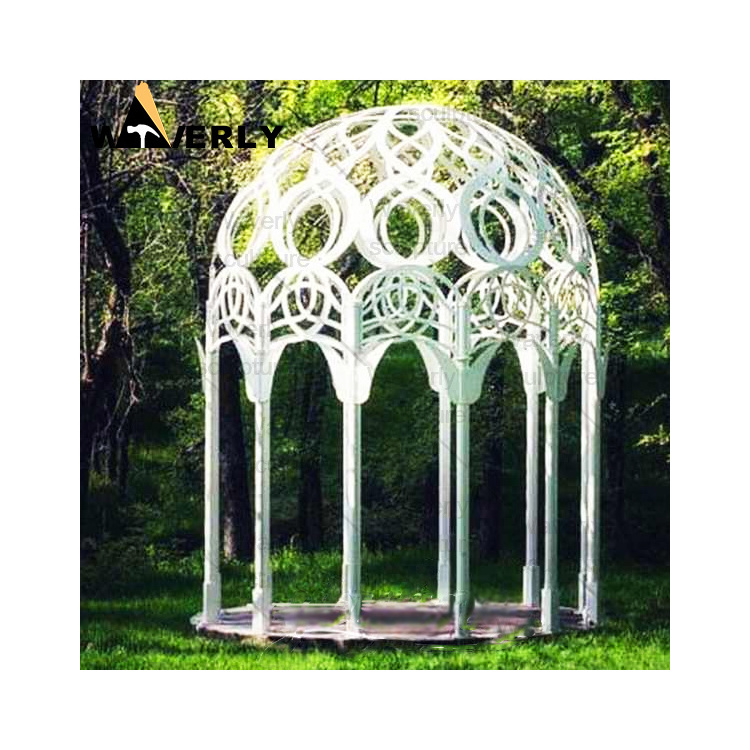 Custom Modern Outdoor Garden Decorative Luxury Metal Wedding Gazebos Pergolas Pavilion White Cast Iron Wrought Iron Gazebos