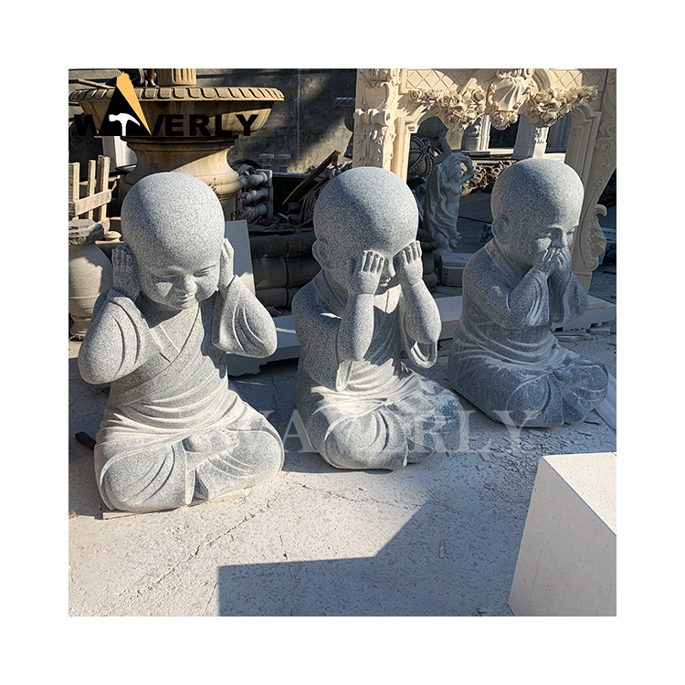 Wholesale Custom Stone Little Monk Religious Sculpture Granite Marble Shaolin Baby Monk Buddha Garden Statue Statues For Sale